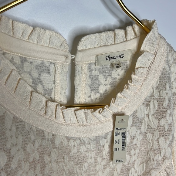 Nwt Madewell Lace Inset Superlight Jacquard Top In Antique Cream Size XL - Picture 4 of 6